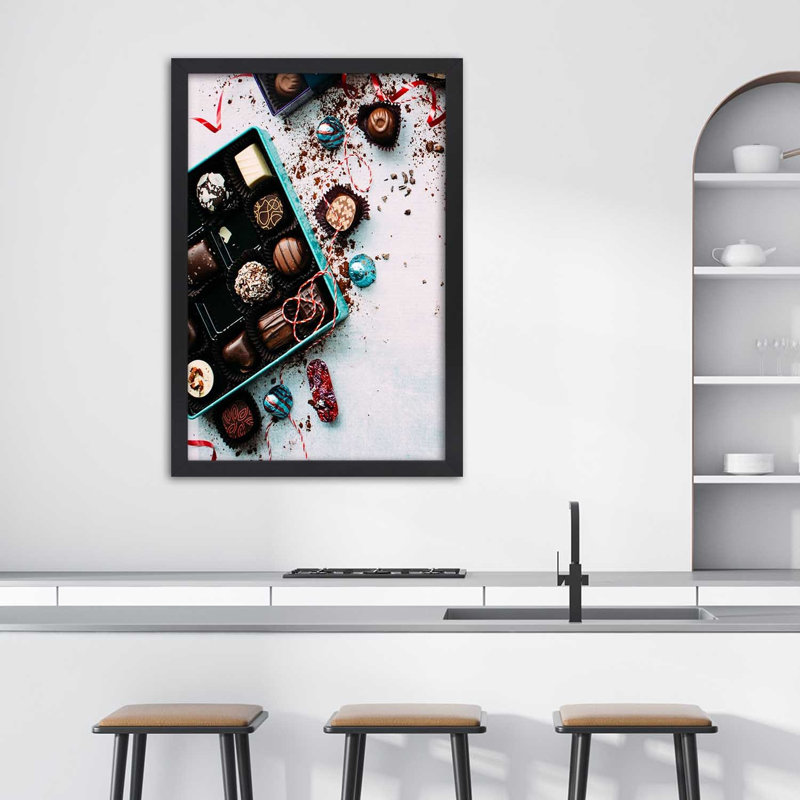 Chocolates, Sweets - Single Picture Frame Print, 100cm H x 70cm W, Black