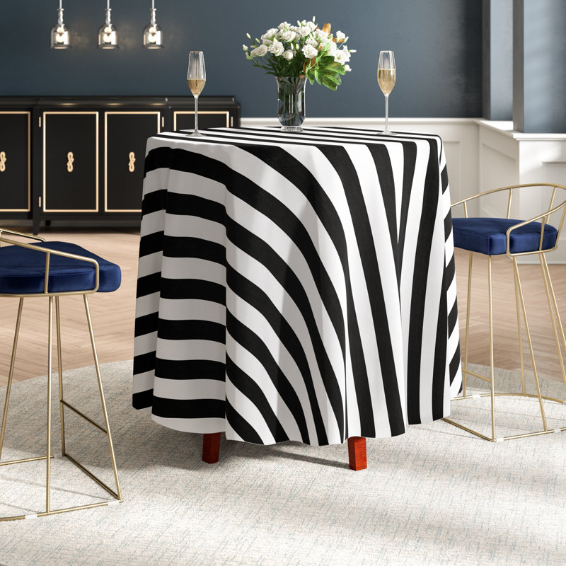 Sam Stripe Tablecloth, 108" L x 108" W, Gray