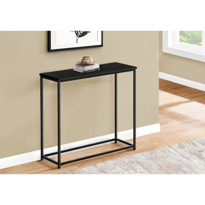 Contemporary Living Room Desk - Black Laminate & Metal, Elegant Narrow Console Table For Entryway, Bedroom Flair