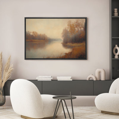 Framed Canvas Wall Art Print - Vintage Autumn Landscape Artwork Living Room Modern Farmhouse Decor