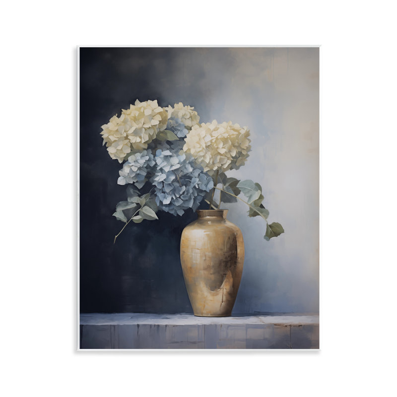 Subtle Hydrangeas in Vase Wall Plaque, design by Arlington Prints