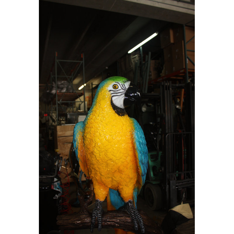 Single Parrot on a tree - Bronze Statue -  Size: 30"L x 24"W x 66"H. 