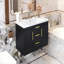 Meuble-lavabo mural 36 po avec lavabo en résine, armoire de rangement flottante avec 2 tiroirs, armoire de salle de bain en bois massif-85124326