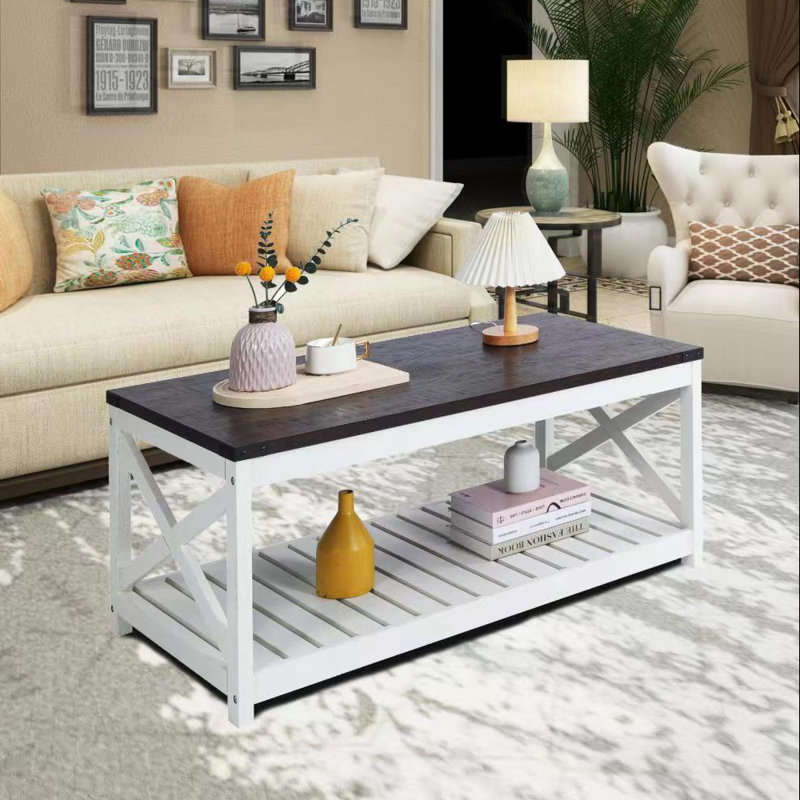 Shardea Single Coffee Table, Espresso, Vintage White