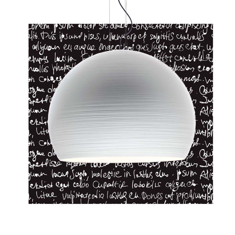 Tyrone Bowl LED Pendant, White lacquer, 150 cm H x 50 cm diameter