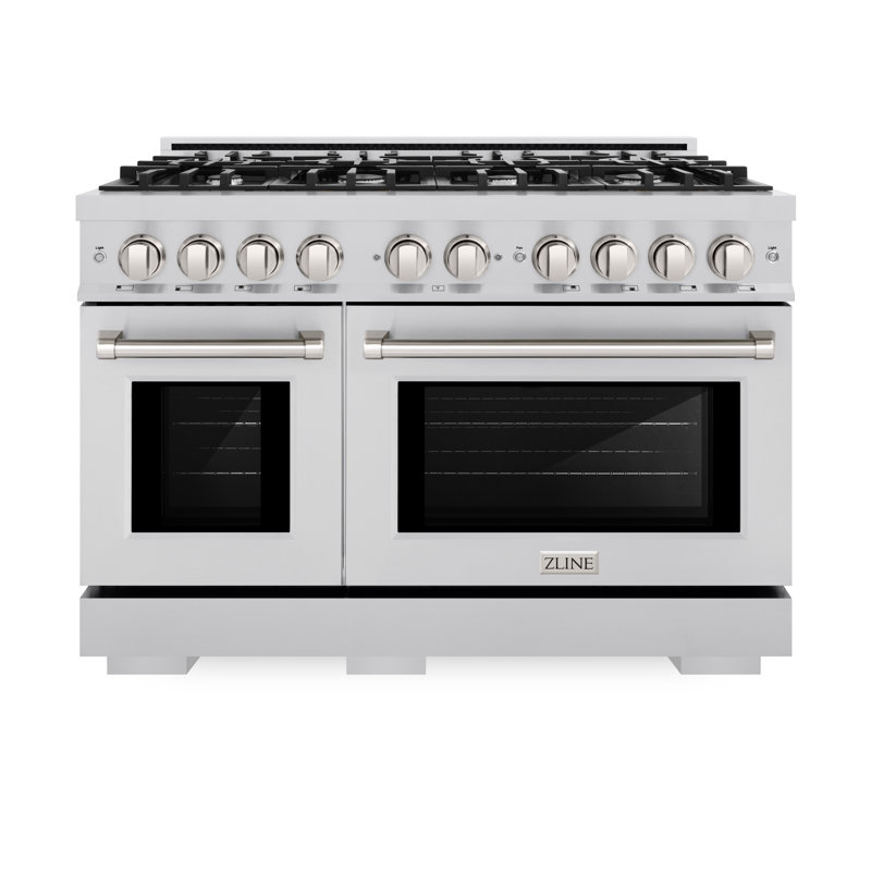 ZLINE 48" Stainless Steel Double Oven Gas Range with 8 Burners