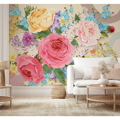 Papier peint tourbillon rose pastel