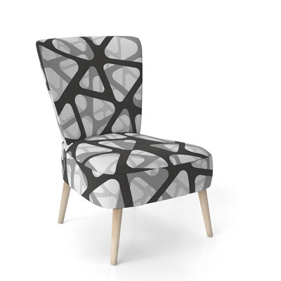 Black and Gray Triangular 3D Texture of Mesh - Mid-Century Upholstered Side Chair