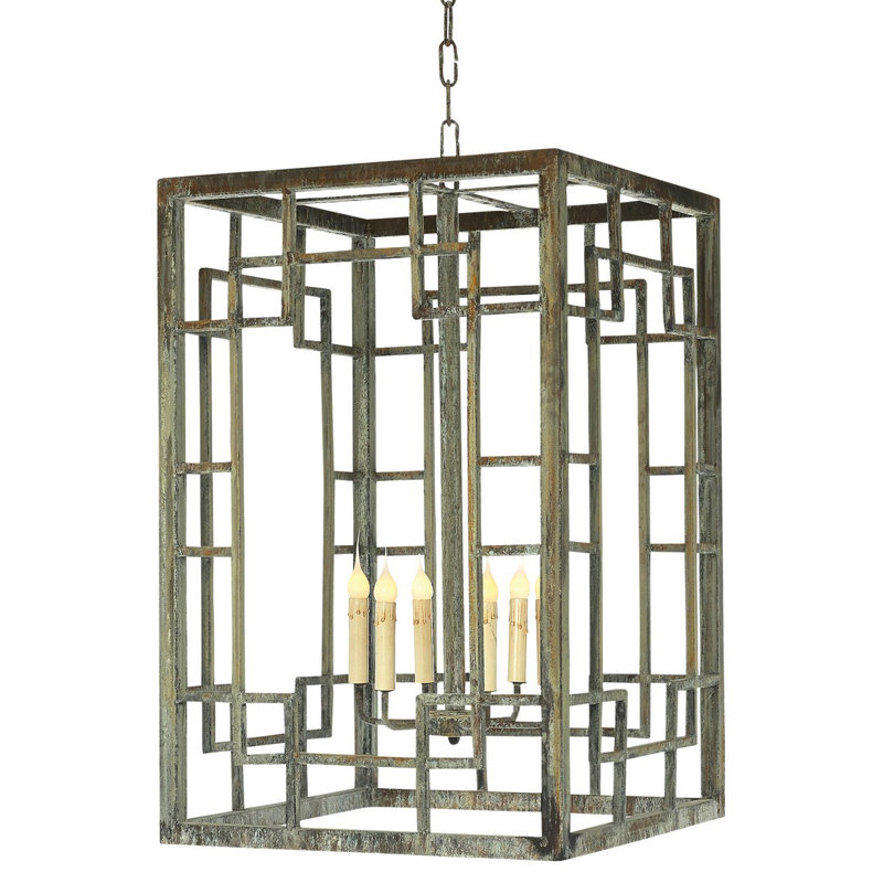Lustre carré de style bougie à 6 lumières Miami
