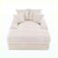 Canapé-lit de luxe convertible en velours côtelé beige avec 4 coussins, aucun assemblage requis, installation instantanée-130091873