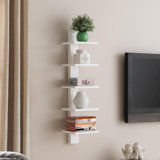 Bookshelf, Wall Mounted Shelves, Spine Book Tower (White)
