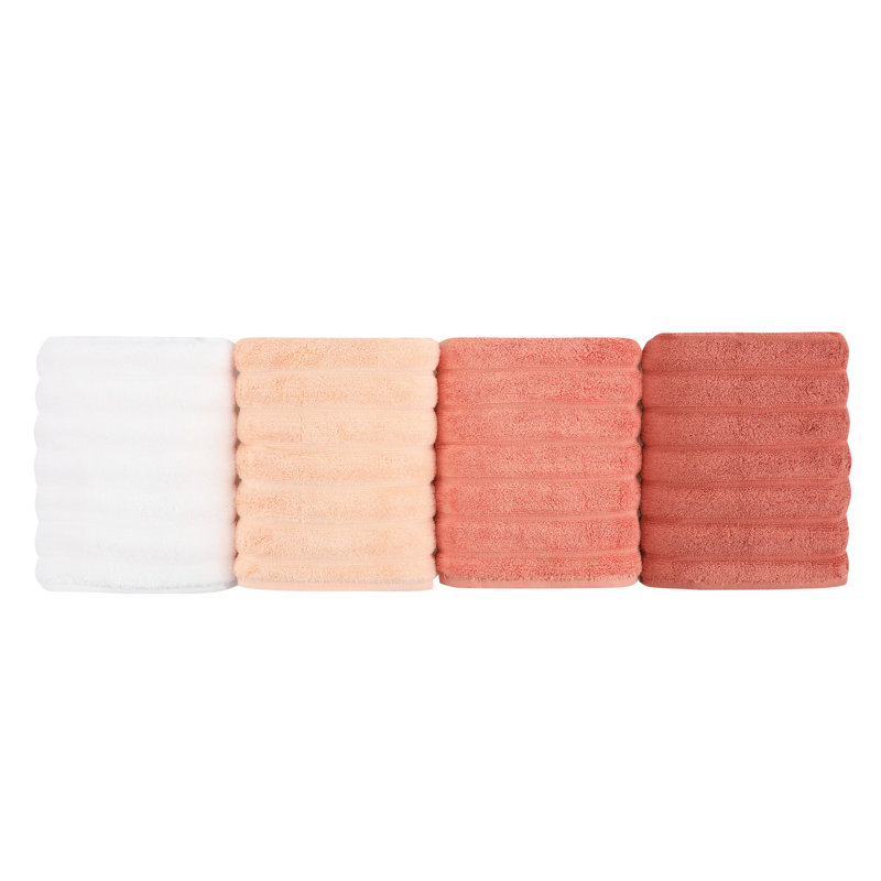 Ensemble de 4 serviettes 100% coton Beraldo, Orange / rouge / jaune