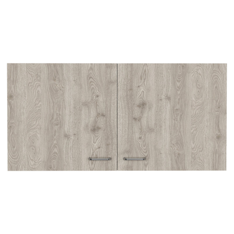 Armoire murale blanche et gris clair à 2 portes et 2 compartiments, Gris clair
