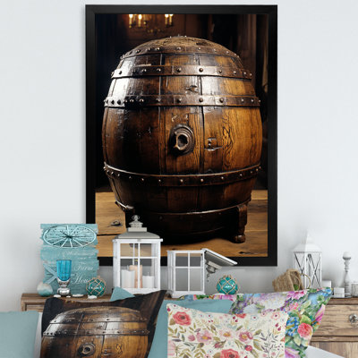 Tonneau de vin en bois brun - art mural vin