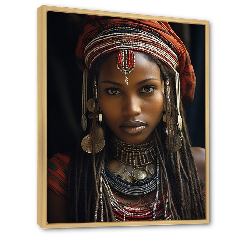 «Surekha African Tribes», impression sur toile, Cadre naturel flottant, 20" H x 12" W