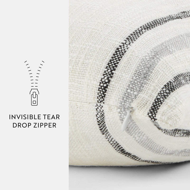 Yarn-Dyed Cotton Decor Throw Pillow in Framed Stripe, Gray