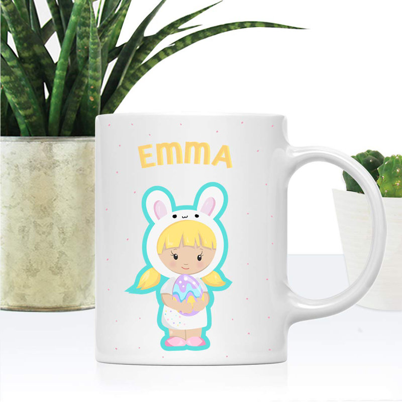 Grande tasse à café pour enfant à poils personnalisés blonde Velez, Oui