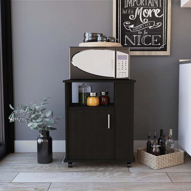 Armoire à micro-ondes à 4 tablettes avec wengue noir Correy Correy, Noir
