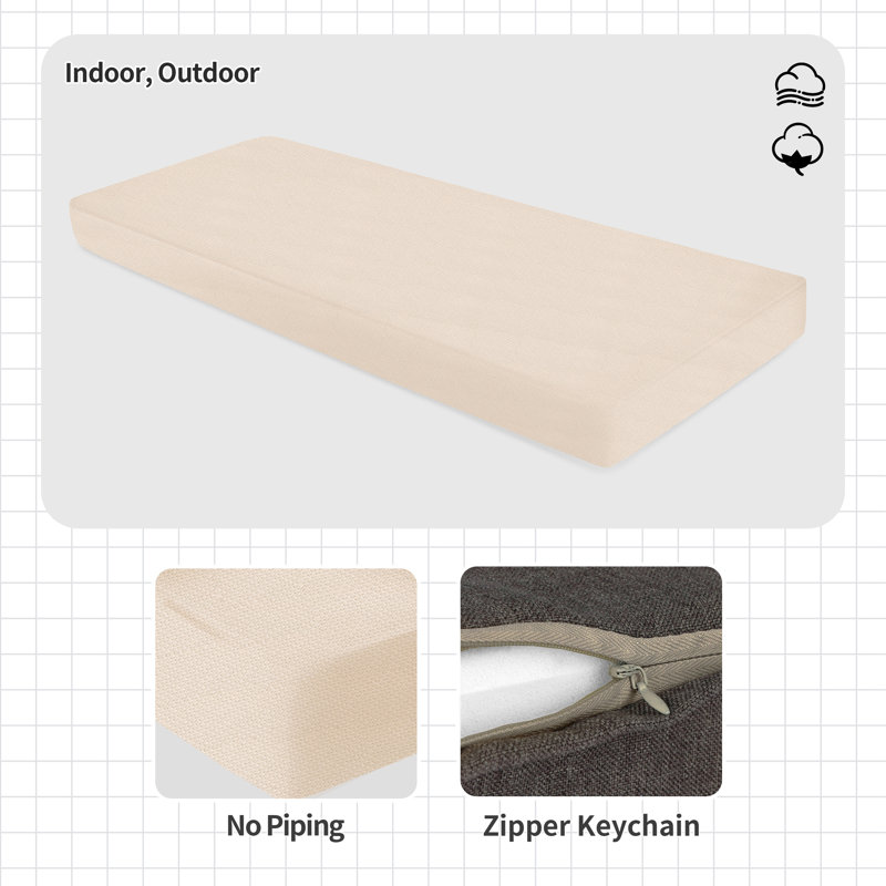 1'' H Customizable Bench Cushion For Indoor/Outdoor Furniture/Chair/Window Seat, Premium 75D High-Resilience Foam, 56" W