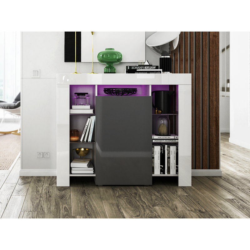 Zeus 104cm Sideboard, Grey, With Led Lighting