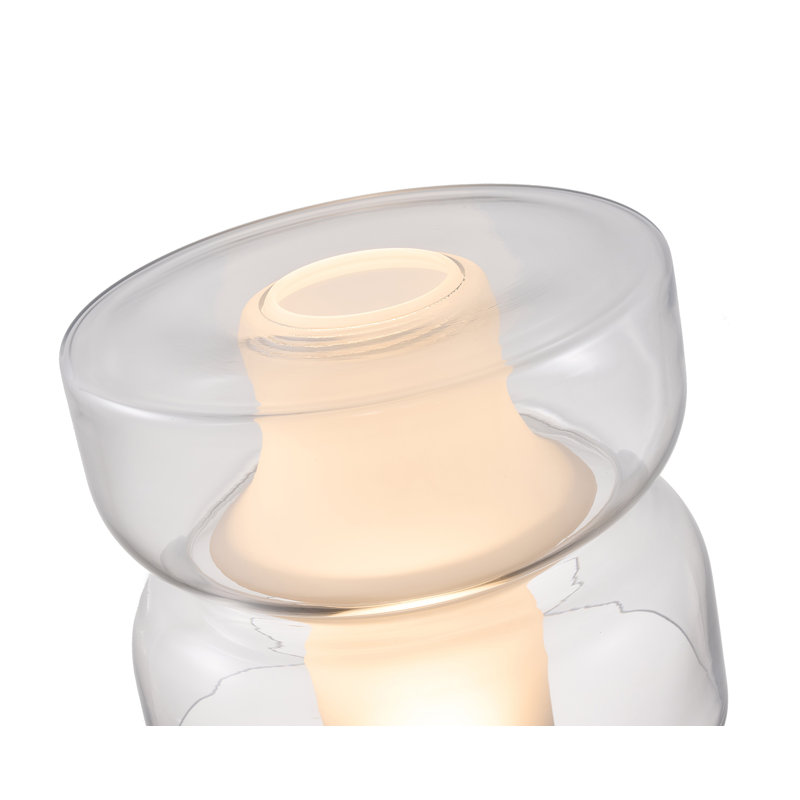 Lampe de table transitionnelle blanche en verre givré 1 lumière avec abat-jour en verre transparent