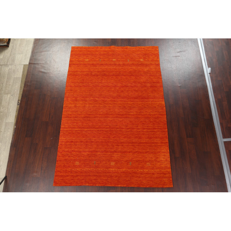 Tapis orange Gabbeh noué à la main 6 x 10