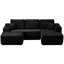Canapé d'angle modulaire 3 pièces en forme de U Cloud 104 po noir avec méridienne à droite - Aucun assemblage requis