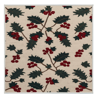 Washable Lingonberry Fruits Area Rug