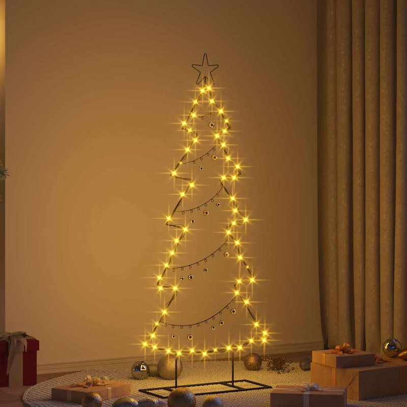 Metal Christmas Tree with Stand Black Steel, 150cm H