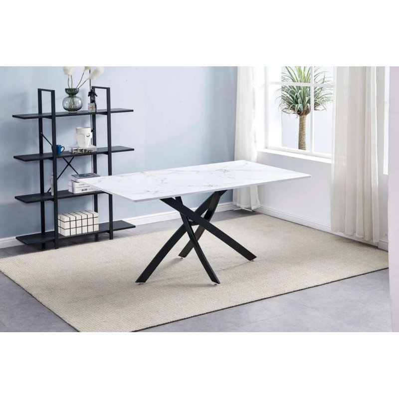 Table de salle à manger rectangulaire, Blanc