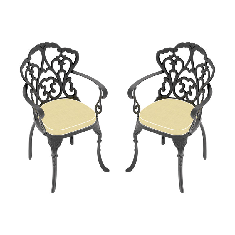 Ensemble 2 pièces de chaises de patio d'extérieur en fonte d'aluminium avec coussins