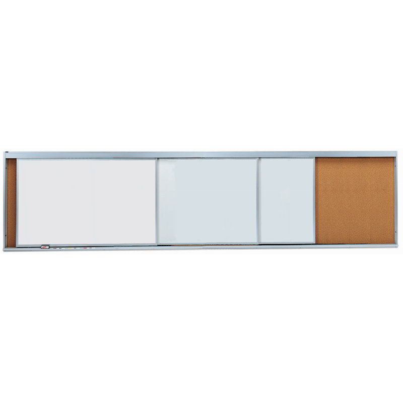 Horizontal Sliding Unit Whiteboard, 4' H x 16' L