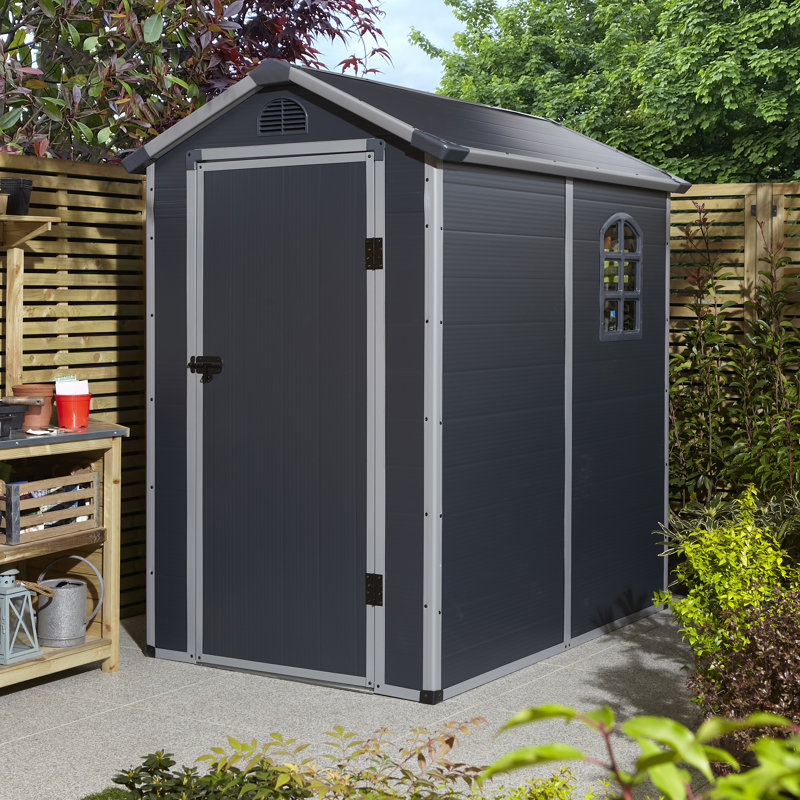 Rowlinson Airevale Plastic Apex Shed 4x6, Dark Grey