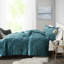 Édredon luxueux en velours bleu sarcelle pour lit simple / simple TG - Remplissage diamant avec coussin lavable à la machine-125337384-125337373