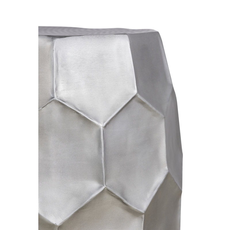 Table de bout moderne en aluminium ET101 de 21 po de hauteur, table d'appoint avec base à motif de losanges argenté brillant, même modèle Asg150108442