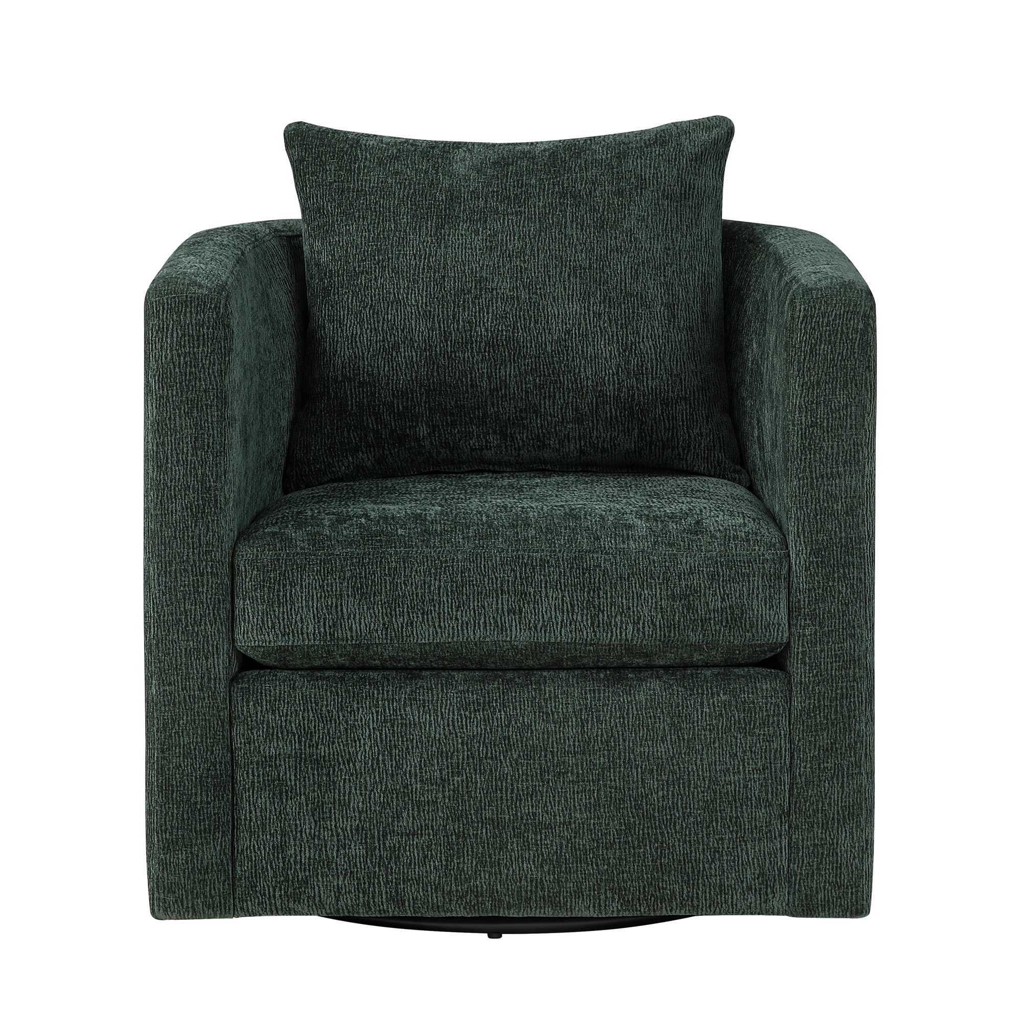 Fran Swivel Barrel Chair, Dark Green Polyester