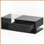 Table basse noire moderne en verre trempé - surface brillante avec ouvert Tiroir de rangement pour le salon-1360779238