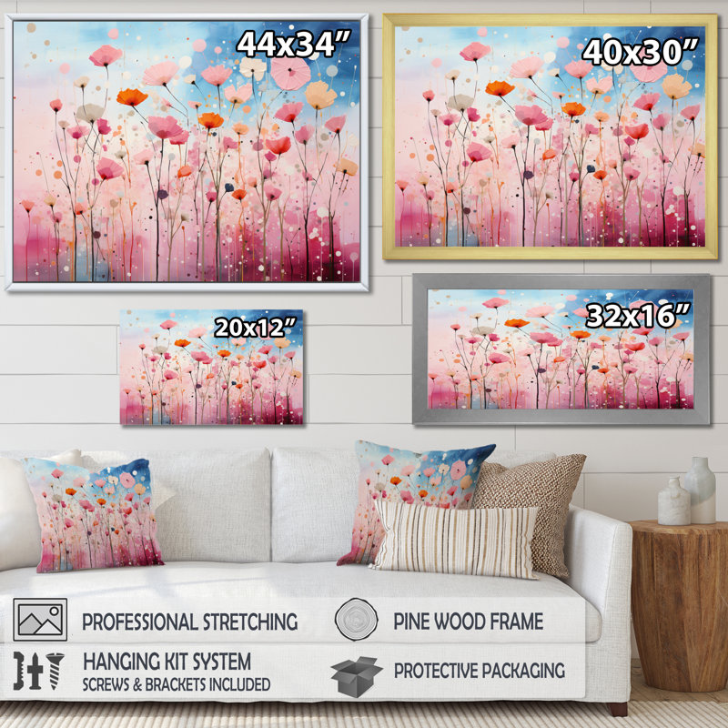Swanfield rose pastel pastiche sur toile, H 34 po x l 44 po x P 1,5 po, Toile tendue