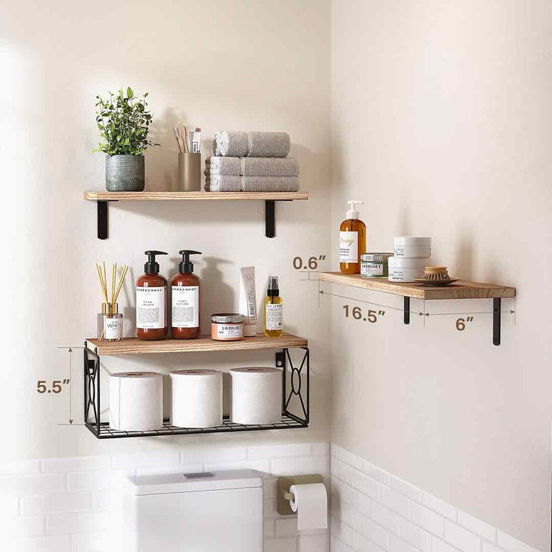 Nio Paulownia Bathroom Shelves, Natural