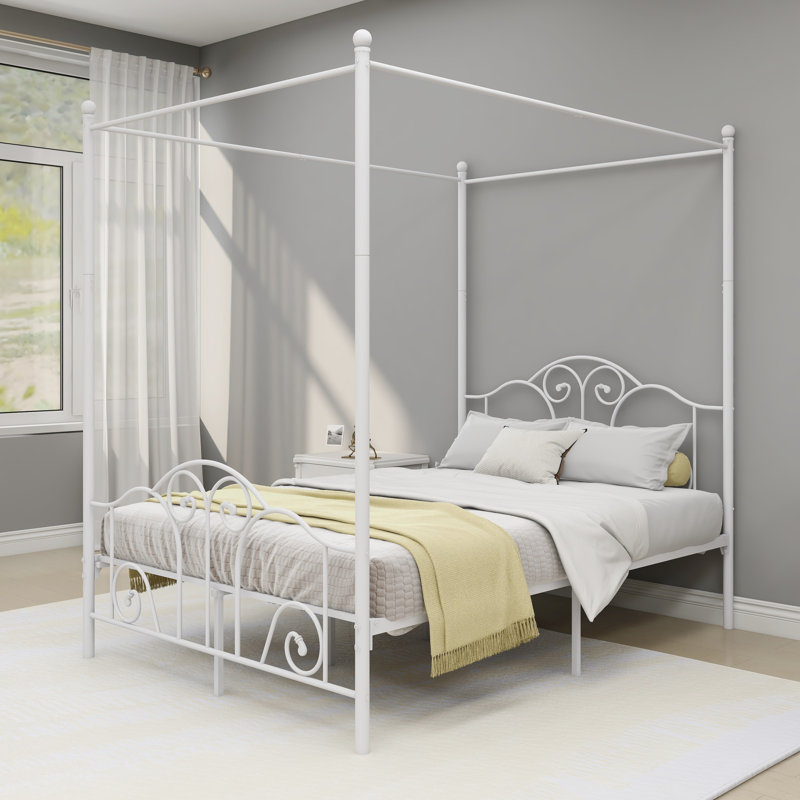 Canopy Metal Bed Frame, Full, White