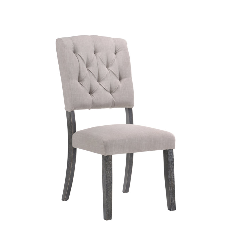Ensemble de 2 chaises d'appoint en lin beige et chêne gris patiné Bernard