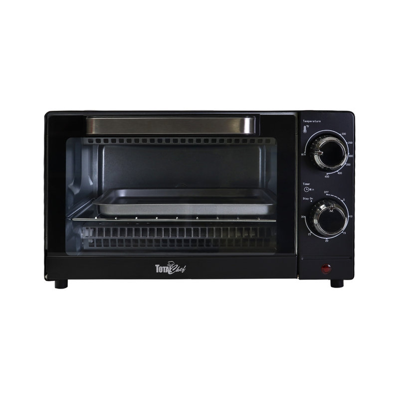 Compact Black Stainless Steel 4-Slice Convection Toaster Oven