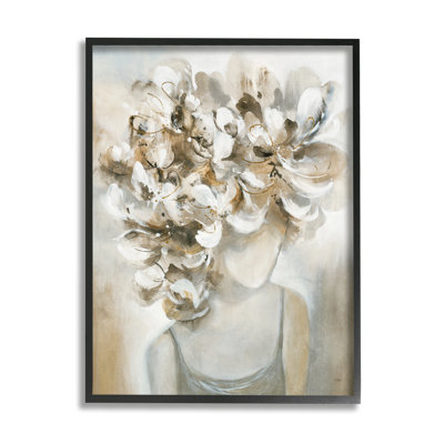 " Muted Female Portrait Abstract Floral Petal Hair " Graphic Art Painting