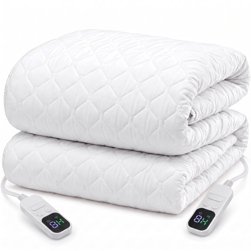 Protège-matelas chauffant, surmatelas électrique matelassé à poches profondes avec 10 réglages, Très grand
