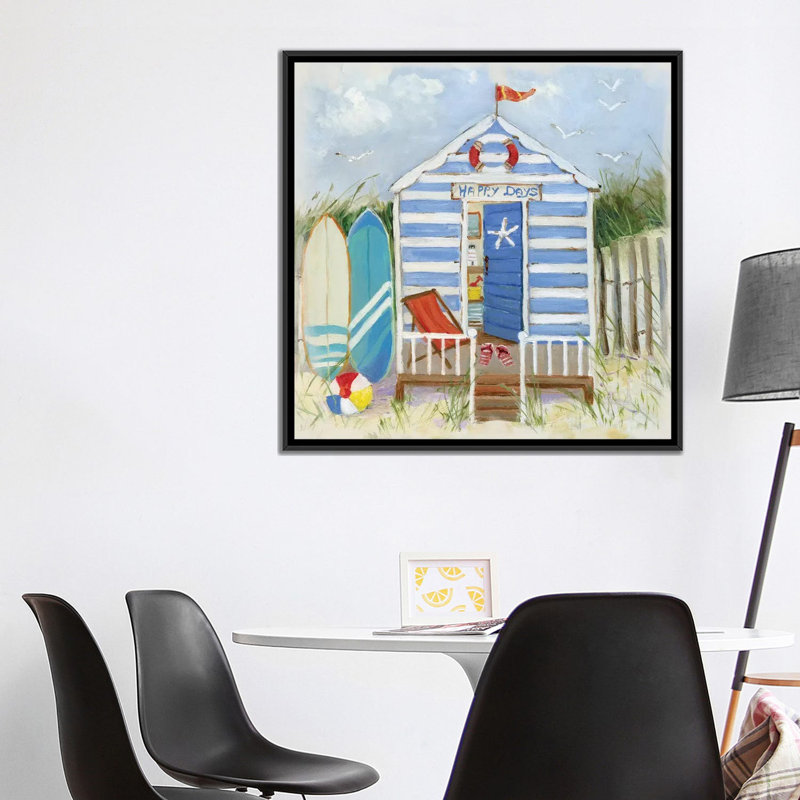 « happy days », reproduction sur toile, H 18 po x l 18 po x P 1,5 po, Toile avec cadre noir, Pas de tapis