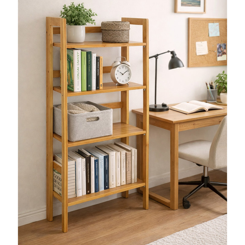 Harlem 47.25'' H x 23.5'' W 4-Tier Solid Bamboo Etagere Bookcase, Shoe Rack, Storage Shelves
