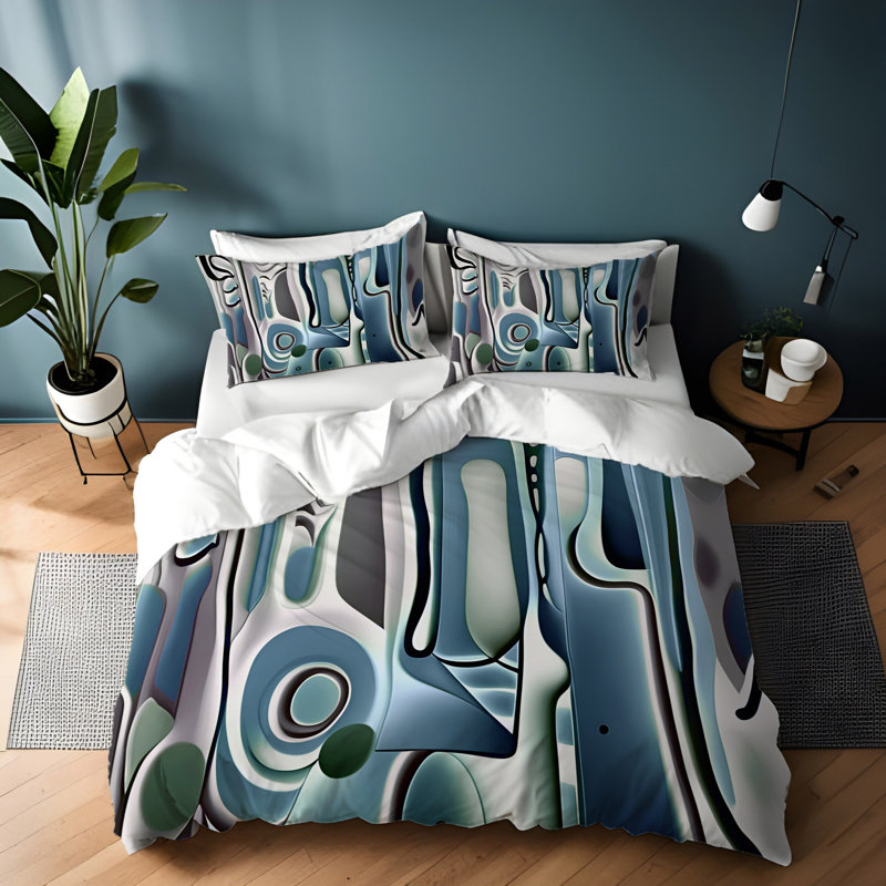 Polyester Abstract Duvet Cover, King Duvet Cover + 2 King Shams