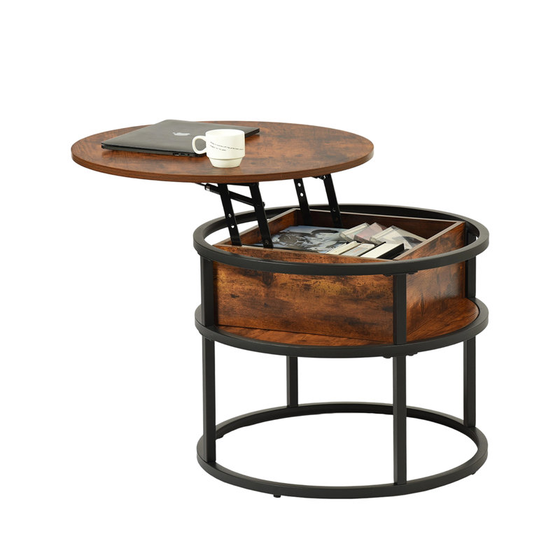 Lift Top Four Leg Coffee Table with Storage, 62cm H x 60cm W x 60cm D