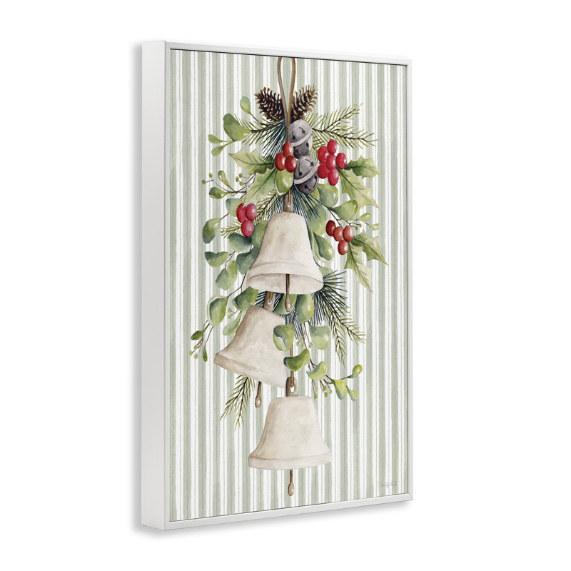 Cloches des Fêtes avec giclée encadrée de houx, design par Cindy Jacobs, H 24 po x l 16 po