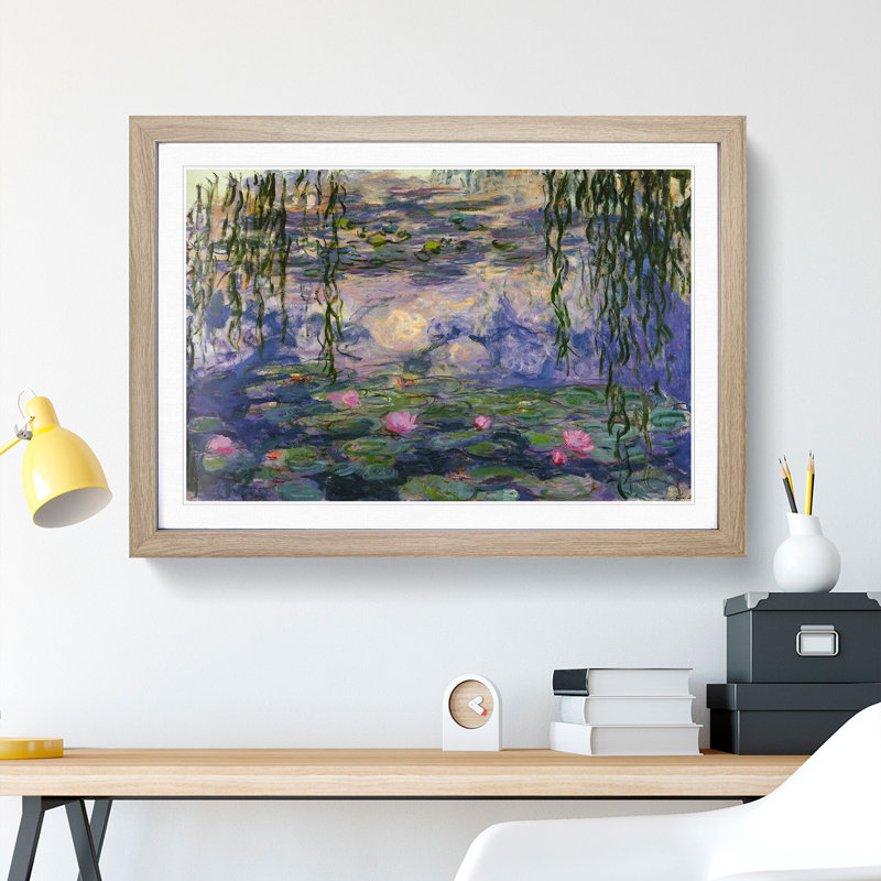 Water Lilies Lily Pond Vol.11 by Claude Monet - Picture Frame Painting, 48cm H x 65cm W x 2cm D, Oak